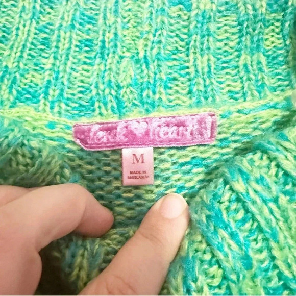 NWT Y2K deadstock Blue & green sweater with belt size medium - Picture 12 of 13